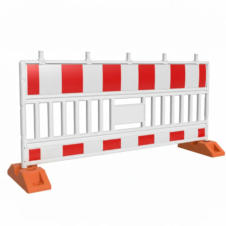 Rot-weißer reflektierender Schrankenzaun mieten zur vorschriftsmäßigen Absicherung von Baustellen im Straßenverkehr.